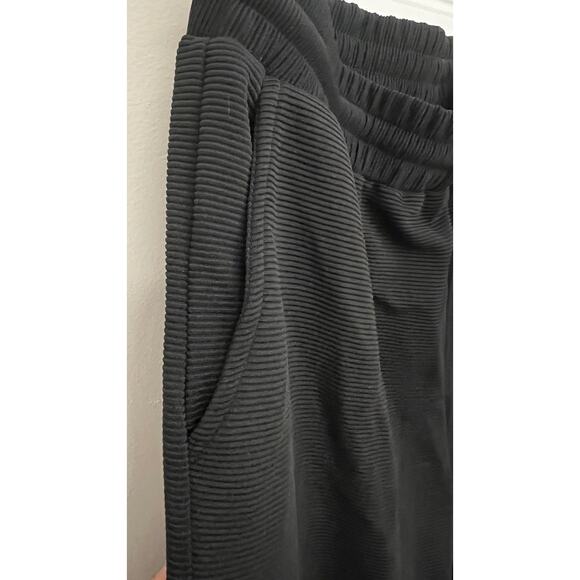 Black Ribbed Wide Leg Lounge Pants Size XL - Picture 2 of 3